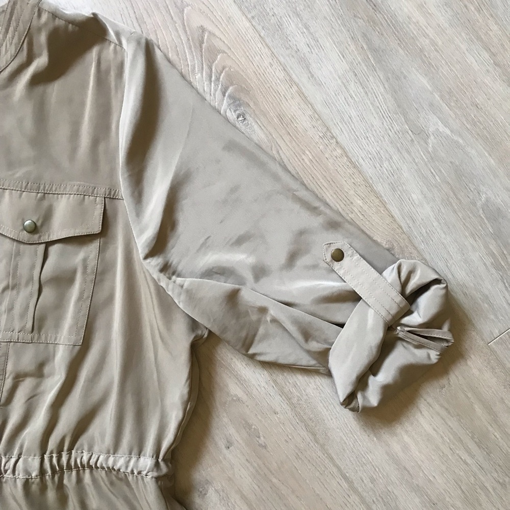 Lane Bryant Tan Button-Up Dress with Drawstring Waist - Picture 4 of 7